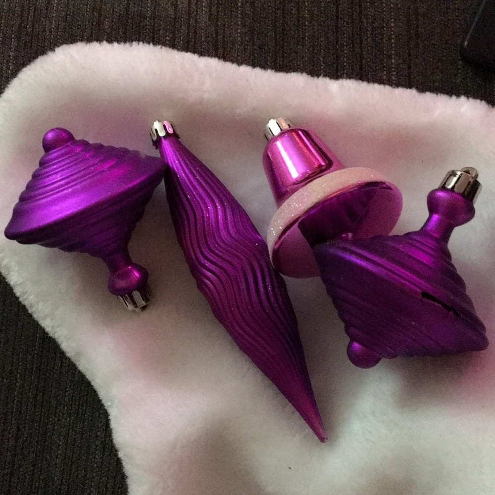 Set of Purple Christmas Ornaments